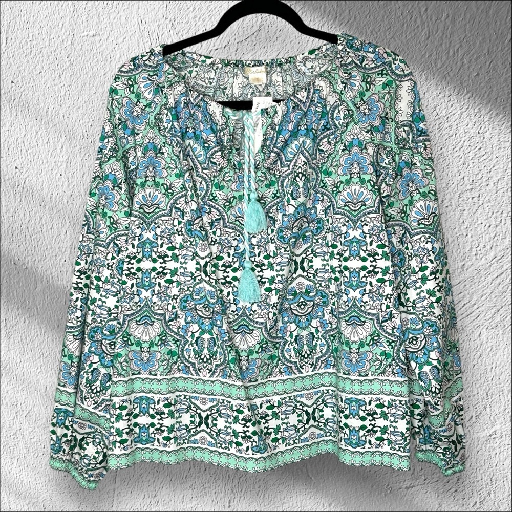 Shoshanna Kellen Print Popover long sleeve Blouse Sz Small NWT $298 Cottagecore